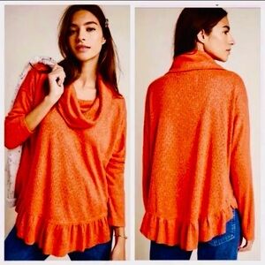 Anthropologie Maeve Cowl neck Sweater Ruffles Soft Oversized Medium Large